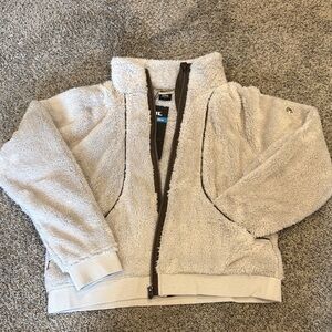 Kuhl Women's Cream Sherpa Jacket with Brown Trim